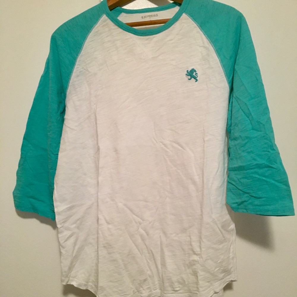 Cool White and Seafoam Green Henley